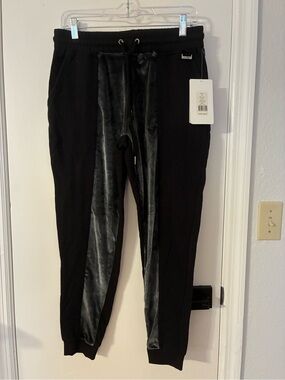 Black Velvet-Striped Track Joggers